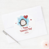 Cute Penguin Personalized Valentijnsdag Ronde Sticker (Envelop)