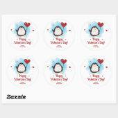 Cute Penguin Personalized Valentijnsdag Ronde Sticker (Vel)