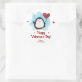 Cute Penguin Personalized Valentijnsdag Ronde Sticker (Tas)