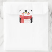 Cute Penguin Persoonlijke kerstcadeautjes Vierkante Sticker (Tas)