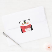 Cute Penguin Persoonlijke kerstcadeautjes Vierkante Sticker (Envelop)