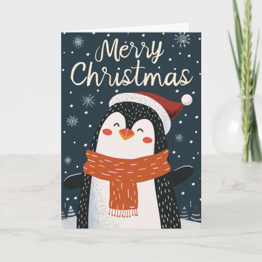 Cute Penguin Persoonlijke Kerstmis Feestdagen Kaart (Voorkant)