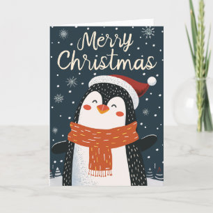 Cute Penguin Persoonlijke Kerstmis Feestdagen Kaart