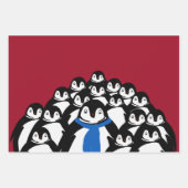 Cute Penguin Persoonlijke Kerstmis Inpakpapier Vel (Voorkant 3)