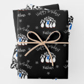 Cute Penguin Persoonlijke Kerstmis Inpakpapier Vel (In situ)