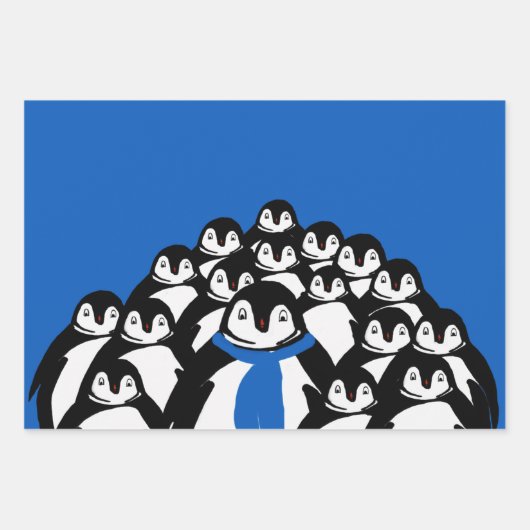 Cute Penguin Persoonlijke Kerstmis Inpakpapier Vel (Voorkant 3)