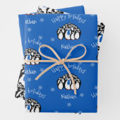 Cute Penguin Persoonlijke Kerstmis Inpakpapier Vel (In situ)