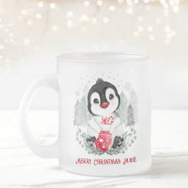 Cute Penguin Persoonlijke Kerstmis Matglas Koffiemok