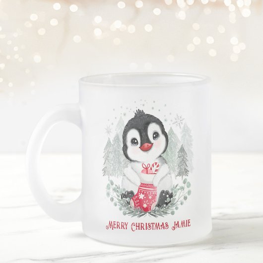 Cute Penguin Persoonlijke Kerstmis Matglas Koffiemok