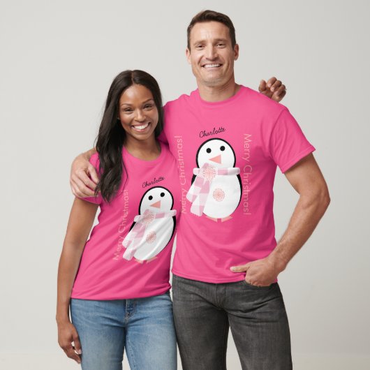 Cute Penguin Persoonlijke Kerstmis T-shirt (Unisex)