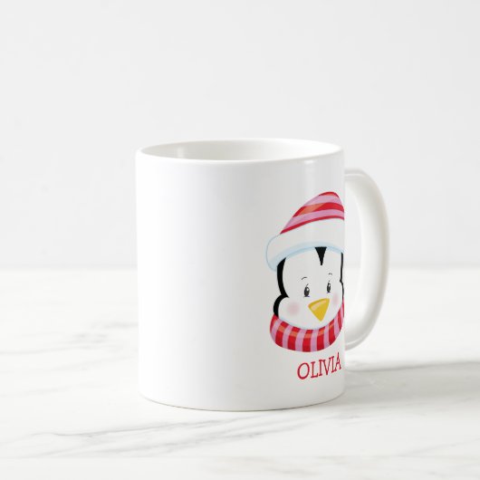 Cute Penguin Persoonlijke kerstMok Koffiemok (Voorkant rechts)