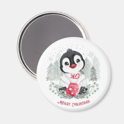 Cute Penguin Persoonlijke kerstnetten Magneet (Voorkant / Achterkant)