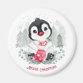 Cute Penguin Persoonlijke kerstnetten Magneet (Voorkant)