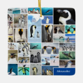 Cute Penguin Photo Collage Pattern Kerstmis Keramisch Ornament (Voorkant)