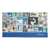 Cute Penguin Photo Collage Pattern met voornaam Kussensloop (Achterkant)