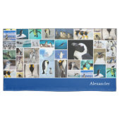 Cute Penguin Photo Collage Pattern met voornaam Kussensloop (Voorkant)