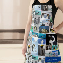 Cute Penguin Photo Collage Pattern met voornaam