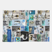 Cute Penguin Photo Collage Pattern met voornaam Theedoek (Horizontaal)