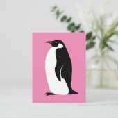 Cute Penguin Pink Black White Briefkaart (Staand voorkant)
