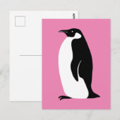 Cute Penguin Pink Black White Briefkaart (Voorkant / Achterkant)