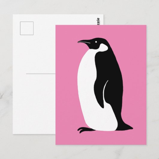 Cute Penguin Pink Black White Briefkaart (Voorkant / Achterkant)