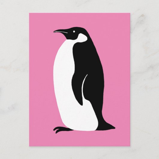 Cute Penguin Pink Black White Briefkaart (Voorkant)