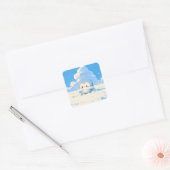 Cute Penguin Playing in Winter Snow Vierkante Sticker (Envelop)
