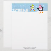 Cute Penguin Prettige feestdagen Novelty Letterhea Persoonlijk Briefhoofd (Voorkant / Achterkant)