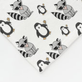 Cute Penguin Racoon Animal Buddies Fleece Deken (Hoek)