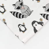 Cute Penguin Racoon Animal Buddies Fleece Deken (Hoek)