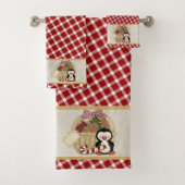 Cute Penguin Retro Holiday Basket Bad Handdoek (Insitu)