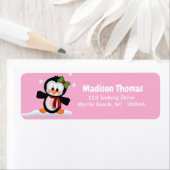 Cute Penguin Return-adreslabel Etiket (Insitu)