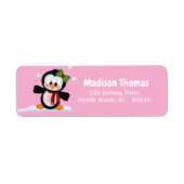 Cute Penguin Return-adreslabel Etiket (Voorkant)