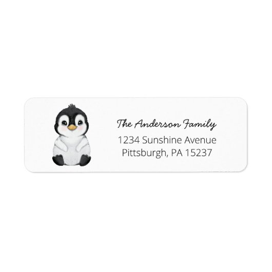 Cute Penguin Return-adreslabel Etiket (Voorkant)