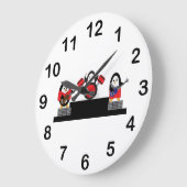 Cute Penguin Rock en Roll Music Band Grote Klok (Hoek)