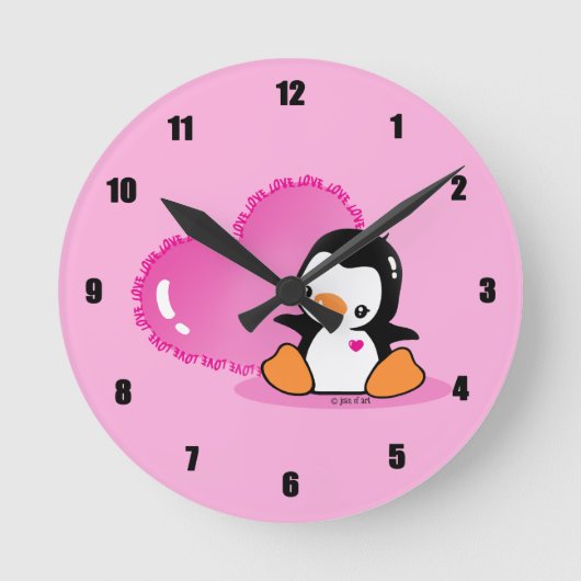 Cute Penguin Ronde Klok (Voorkant)