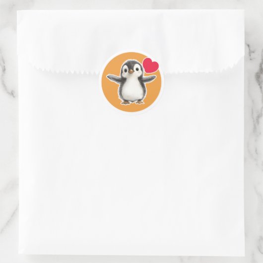 Cute Penguin Ronde Sticker (Tas)