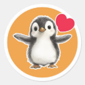 Cute Penguin Ronde Sticker (Voorkant)