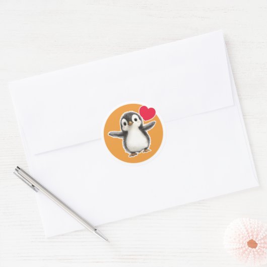 Cute Penguin Ronde Sticker (Envelop)