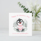 Cute Penguin roze Valentijnsdag Kaart (Staand voorkant)