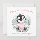 Cute Penguin roze Valentijnsdag Kaart (Voorkant)