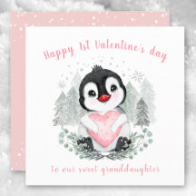Cute Penguin roze Valentijnsdag Kaart