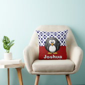 Cute Penguin RW&B w/ Polka Dots, voeg naam toe Kussen (Stoel)