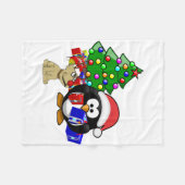 Cute Penguin Santa en Reindeer Dog Fleece Deken (Voorkant (Horizontaal))