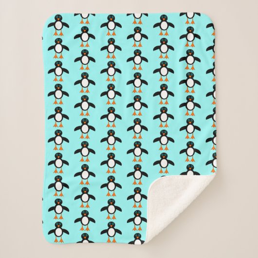 Cute Penguin Sherpa Blanket Deken (Voorkant)