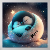 Cute Penguin slaapsterren Moon Art Nursery Poster (Voorkant)
