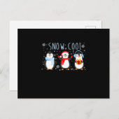 Cute Penguin Snow Cool Winter Kerstmis Aankondigingskaart (Voorkant / Achterkant)