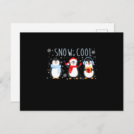 Cute Penguin Snow Cool Winter Kerstmis Aankondigingskaart (Voorkant / Achterkant)