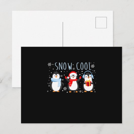 Cute Penguin Snow Cool Winter Kerstmis Uitnodiging Briefkaart (Voorkant / Achterkant)
