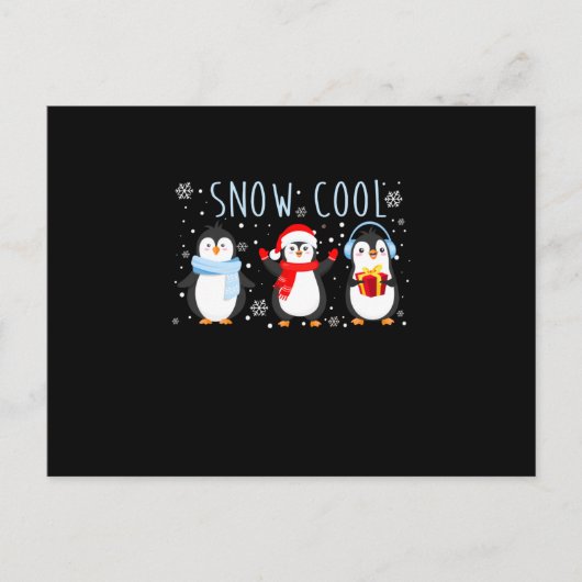 Cute Penguin Snow Cool Winter Kerstmis Uitnodiging Briefkaart (Voorkant)